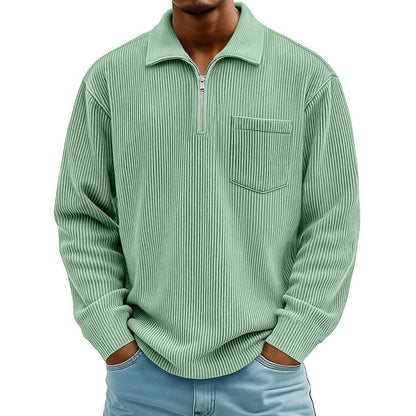 🍂 Men's Casual Ribbed Half Zip Sweater – Smart Comfort for Cooler Days