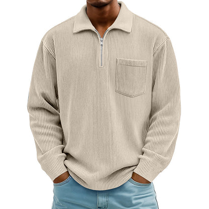 🍂 Men's Casual Ribbed Half Zip Sweater – Smart Comfort for Cooler Days