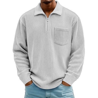 🍂 Men's Casual Ribbed Half Zip Sweater – Smart Comfort for Cooler Days