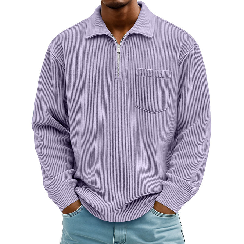 🍂 Men's Casual Ribbed Half Zip Sweater – Smart Comfort for Cooler Days
