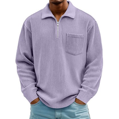 🍂 Men's Casual Ribbed Half Zip Sweater – Smart Comfort for Cooler Days