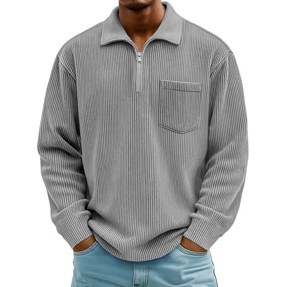 🍂 Men's Casual Ribbed Half Zip Sweater – Smart Comfort for Cooler Days
