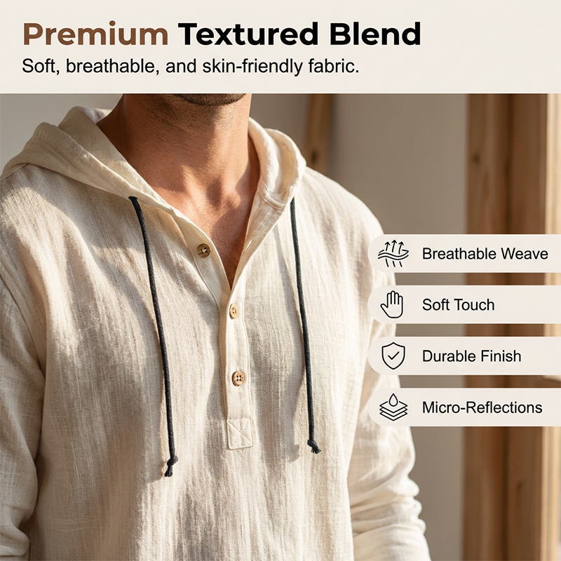 🍂 Men's Casual Long Sleeve Breathable Hooded Shirt – Easy Comfort for Cooler Days