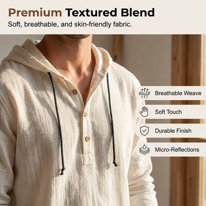 🍂 Men's Casual Long Sleeve Breathable Hooded Shirt – Easy Comfort for Cooler Days