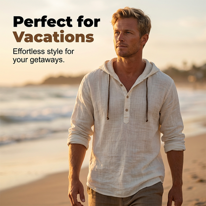 🍂 Men's Casual Long Sleeve Breathable Hooded Shirt – Easy Comfort for Cooler Days