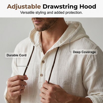 🍂 Men's Casual Long Sleeve Breathable Hooded Shirt – Easy Comfort for Cooler Days