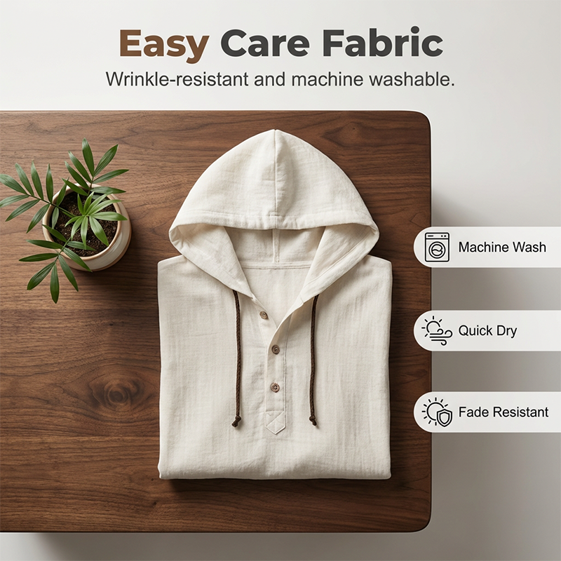 🍂 Men's Casual Long Sleeve Breathable Hooded Shirt – Easy Comfort for Cooler Days