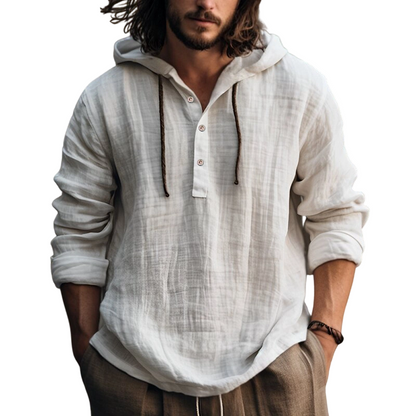🍂 Men's Casual Long Sleeve Breathable Hooded Shirt – Easy Comfort for Cooler Days