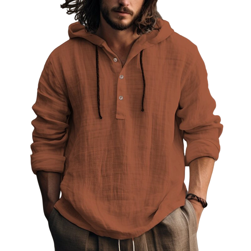 🍂 Men's Casual Long Sleeve Breathable Hooded Shirt – Easy Comfort for Cooler Days