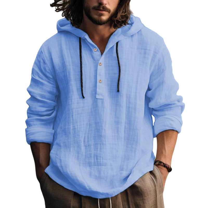 🍂 Men's Casual Long Sleeve Breathable Hooded Shirt – Easy Comfort for Cooler Days