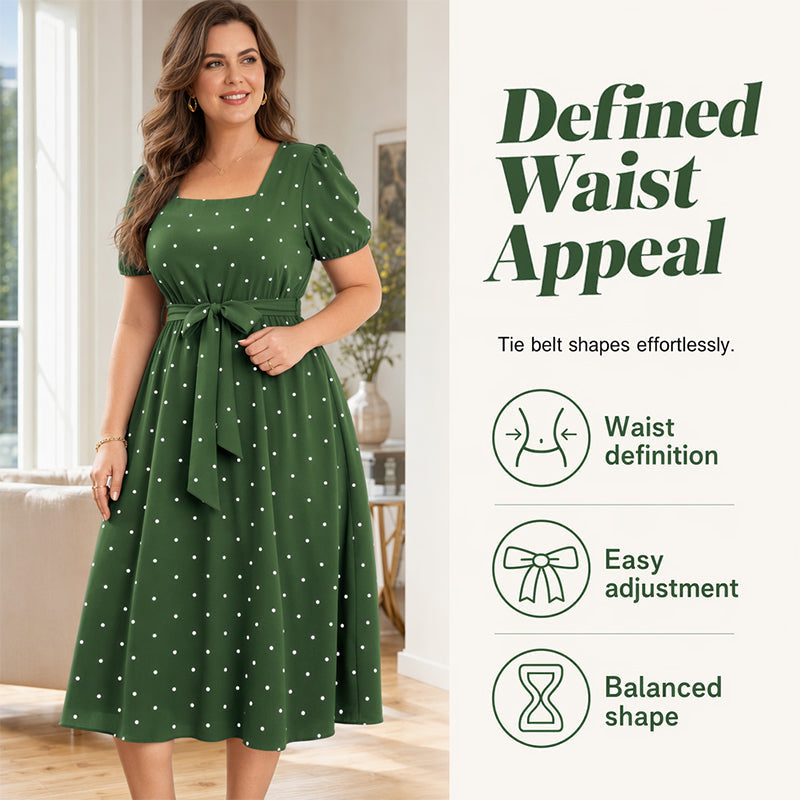 ⌛Limited-Time Offer-Women's Plus Size Polka Dot Dress 