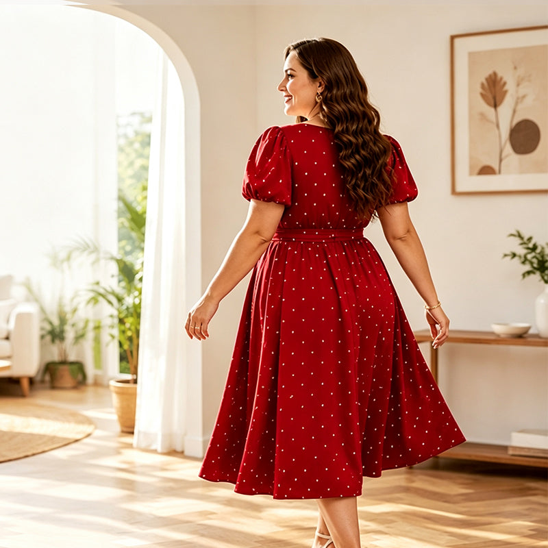 ⌛Limited-Time Offer-Women's Plus Size Polka Dot Dress 