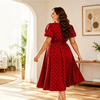 ⌛Limited-Time Offer-Women's Plus Size Polka Dot Dress 