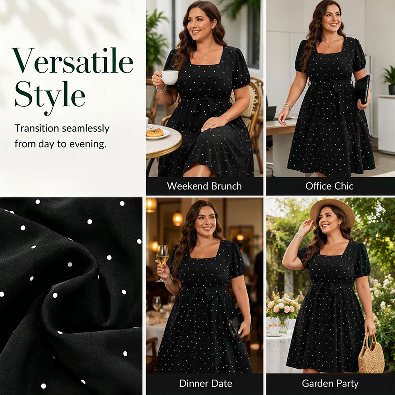 ⌛Limited-Time Offer-Women's Plus Size Polka Dot Dress 