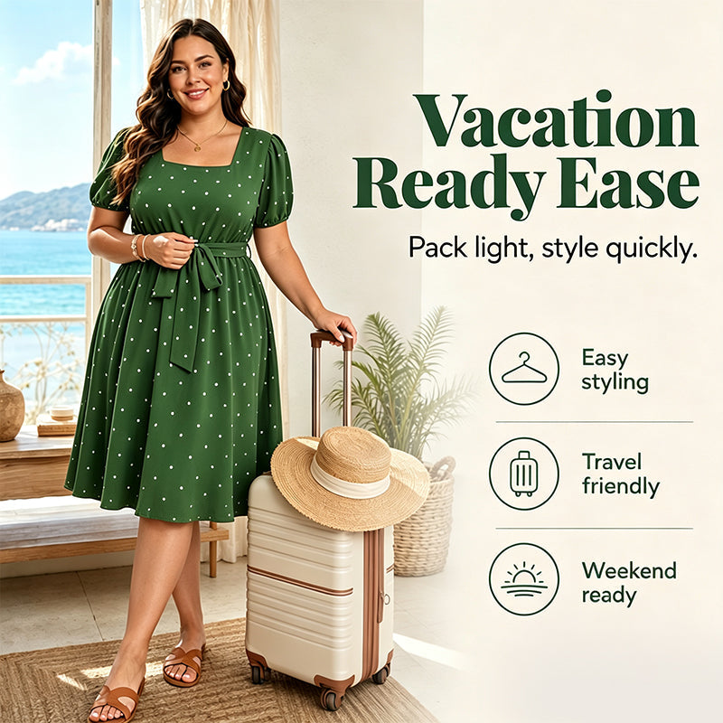 ⌛Limited-Time Offer-Women's Plus Size Polka Dot Dress 