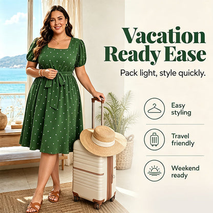 ⌛Limited-Time Offer-Women's Plus Size Polka Dot Dress 