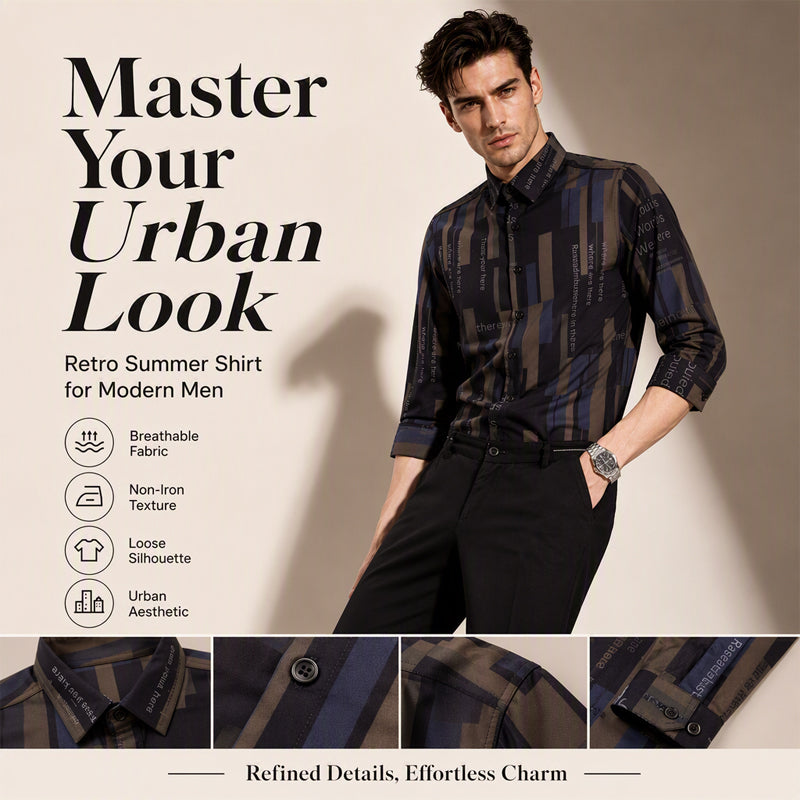 Men's Retro Geometric Print Shirt