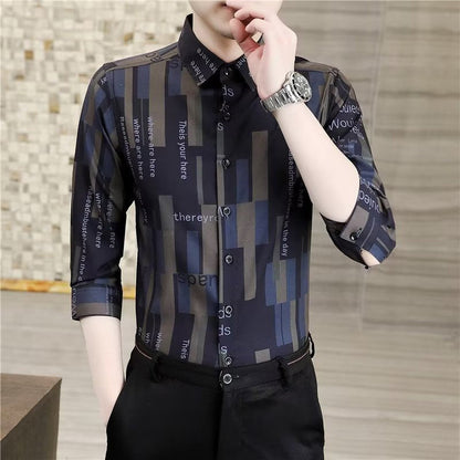 Men's Retro Geometric Print Shirt