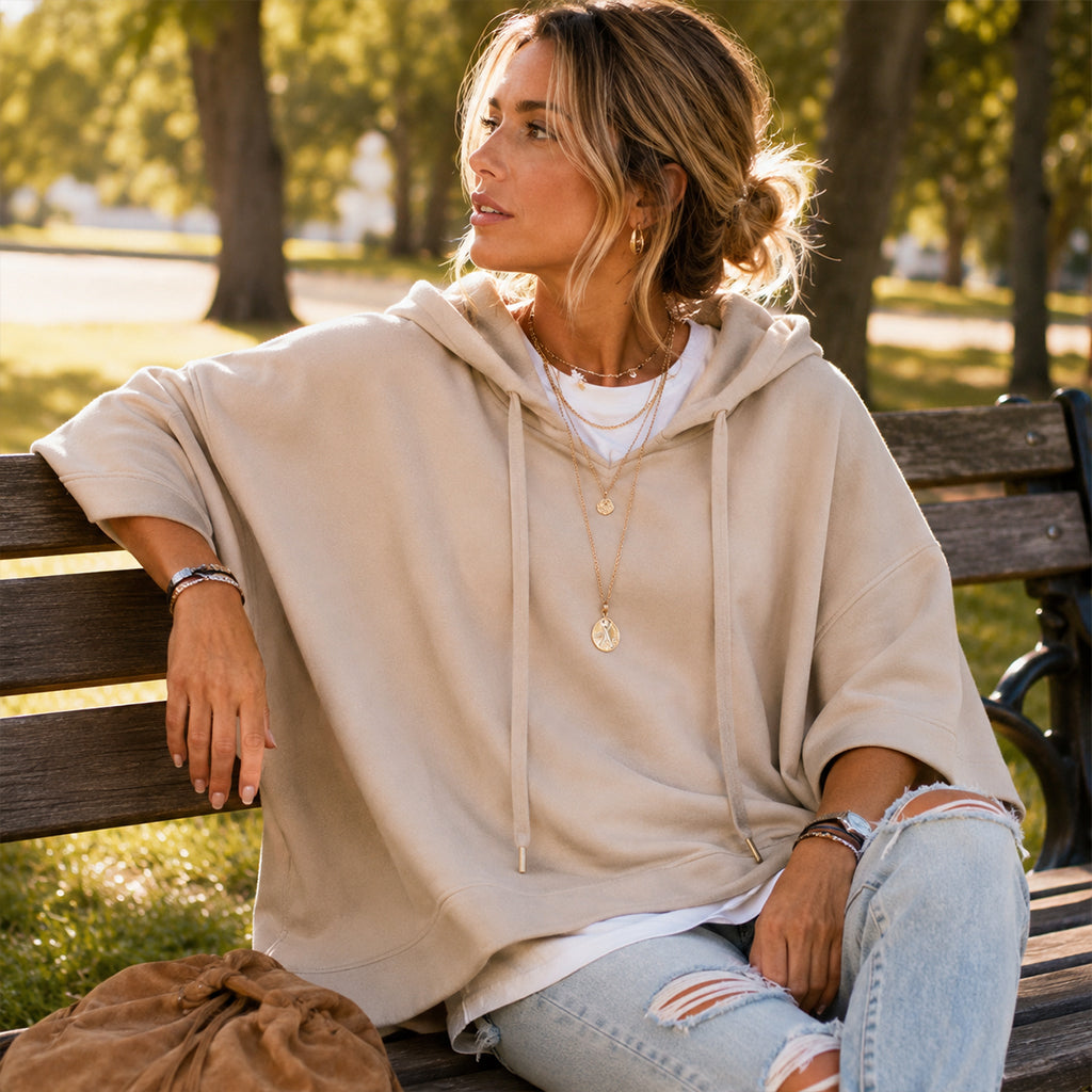Women's Loose-Fitting Wide-Sleeved Sweatshirt
