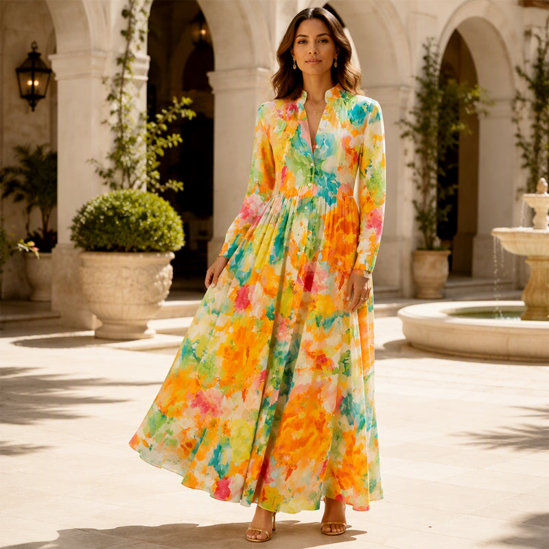 🎨 Women's Artistic Graffiti Print Maxi Dress – Bold Print Meets Effortless Style