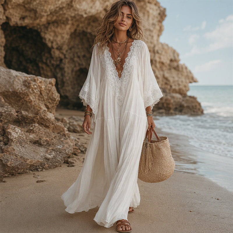 Women’s Summer Lace V-Neck Loose Dress