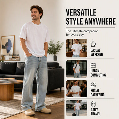 Men's Vintage Washed Curved-Leg Jeans
