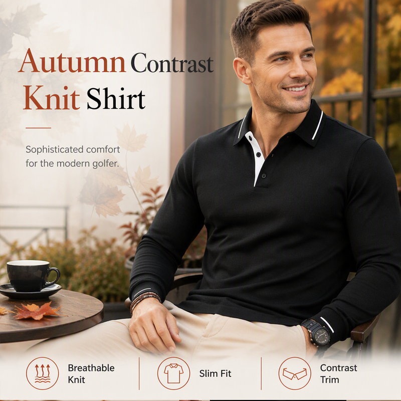 Men's Long Sleeve Contrast Collar Top