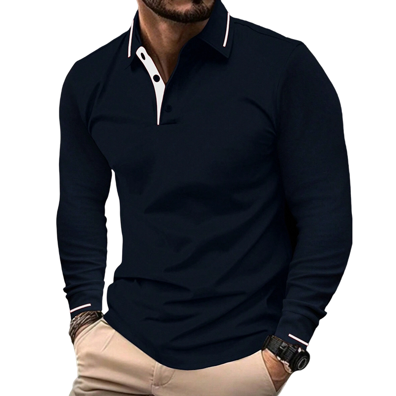 Men's Long Sleeve Contrast Collar Top