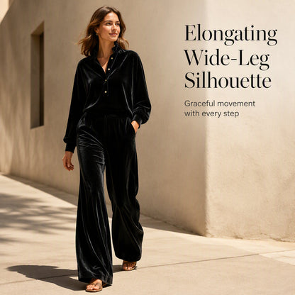 💎 Luxe Texture, Effortless Two-Piece Style | Women's Velour Wide-Leg Set ⚡ Free Shipping