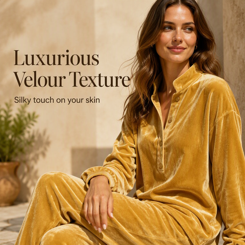 💎 Luxe Texture, Effortless Two-Piece Style | Women's Velour Wide-Leg Set ⚡ Free Shipping