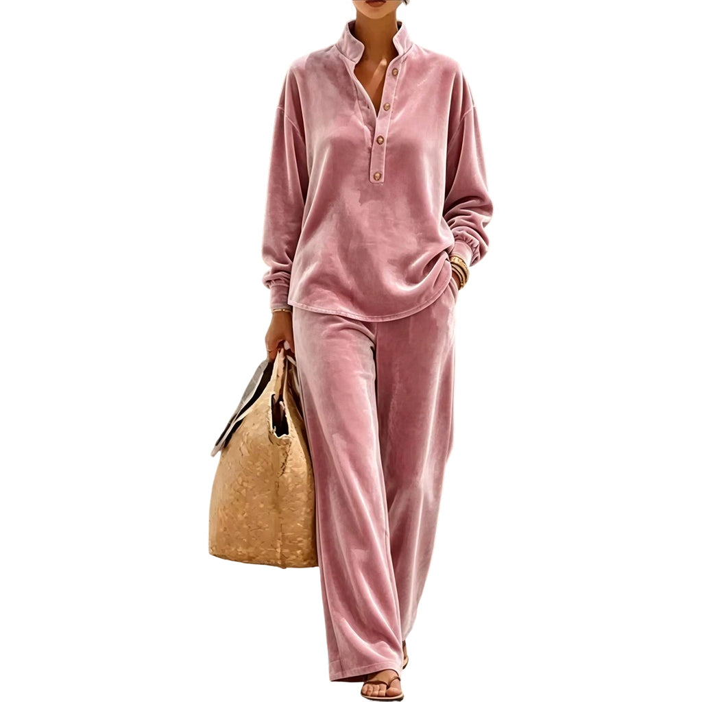 💎 Luxe Texture, Effortless Two-Piece Style | Women's Velour Wide-Leg Set ⚡ Free Shipping
