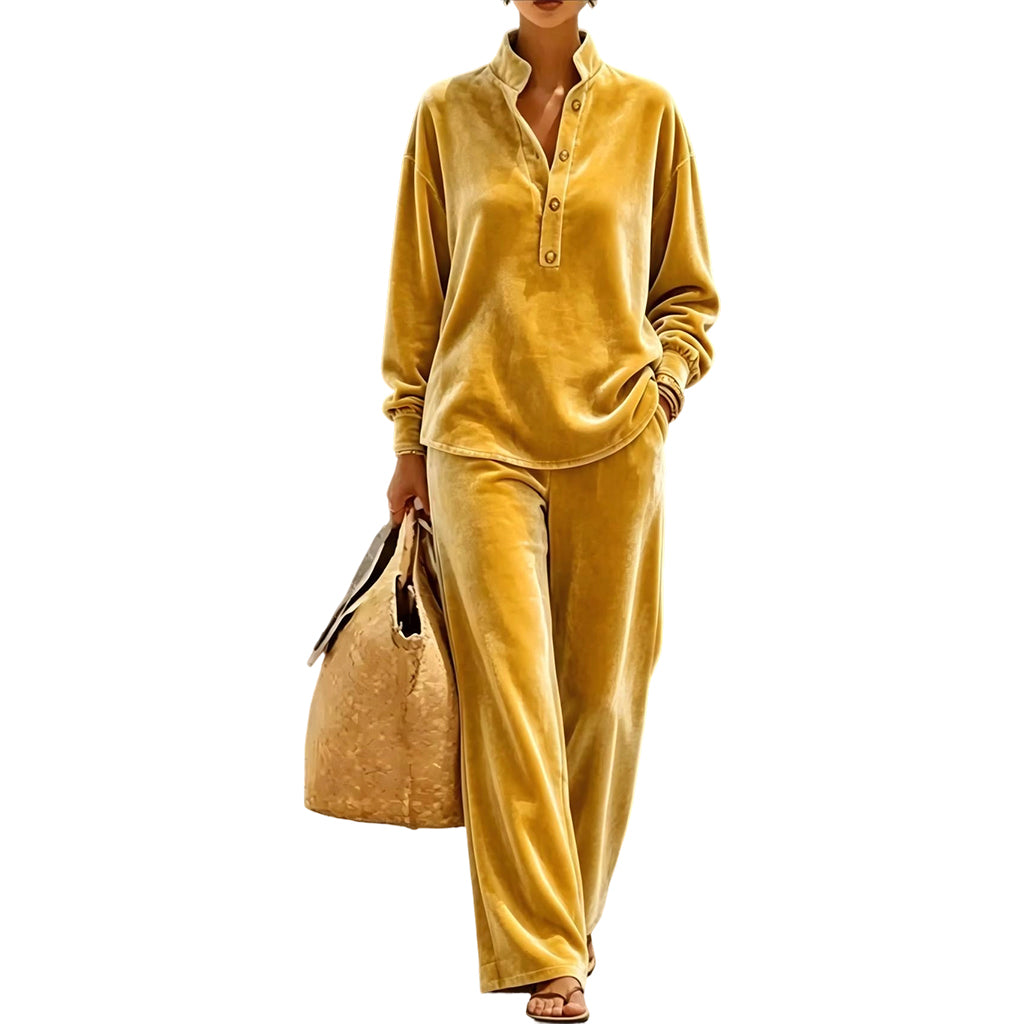 💎 Luxe Texture, Effortless Two-Piece Style | Women's Velour Wide-Leg Set ⚡ Free Shipping