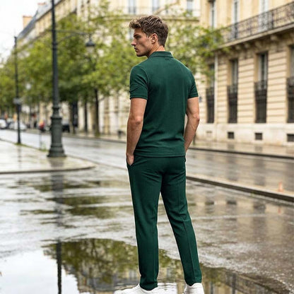 🌿Men's Waffle-Knit Short Sleeve Top & Pants Set– Casual Comfort Meets Effortless Autumn Style