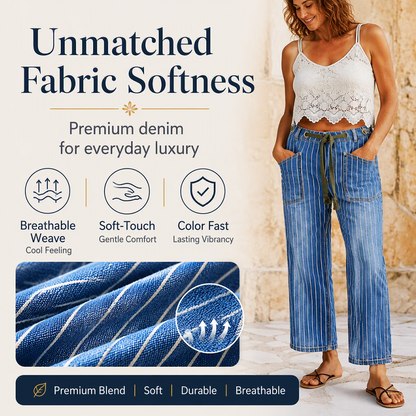 Women's Vertical Striped Stretchy Denim Pants