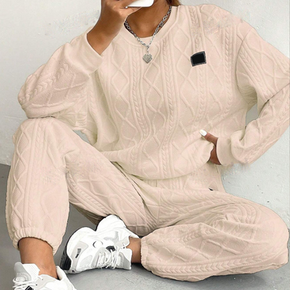 Casual Long Sleeve Knit Pullover & Pants 2-Piece Set