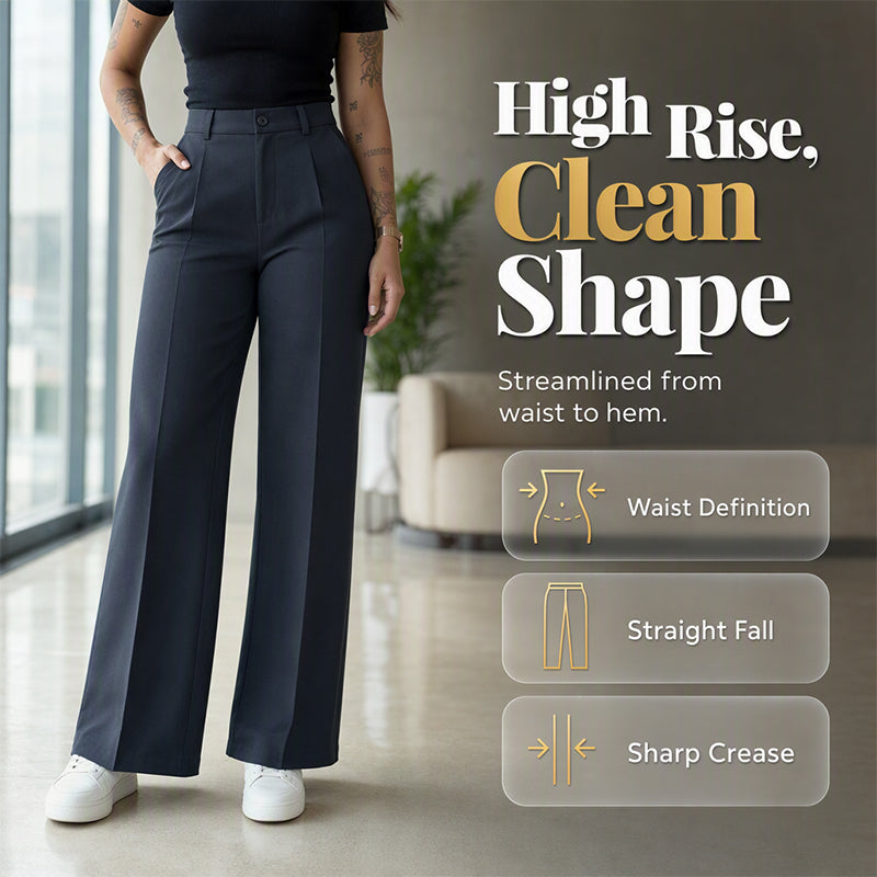 Women's Casual High-Waist Straight-Leg Pants