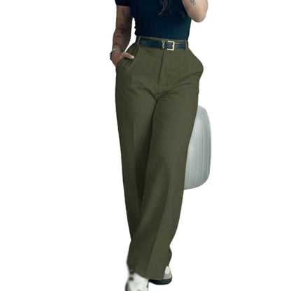 Women's Casual High-Waist Straight-Leg Pants