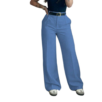 Women's Casual High-Waist Straight-Leg Pants