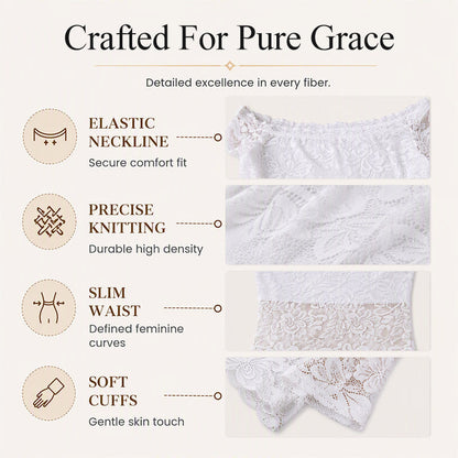 ⏰Last Day Sale 50% Off💃Women's Off-The-Shoulder Lace T-Shirt