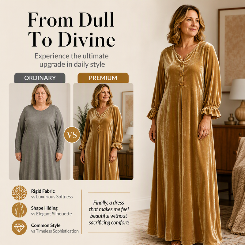 ⌛Limited-Time Offer-Women's Elegant Velvet Maxi Dress with Ruffle Sleeve
