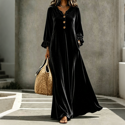 ⌛Limited-Time Offer-Women's Elegant Velvet Maxi Dress with Ruffle Sleeve