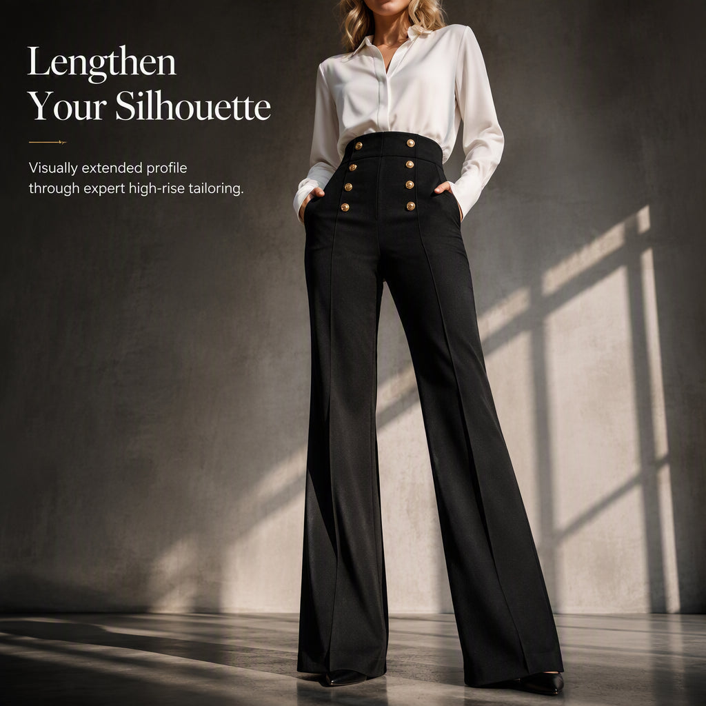 Women's High-Waisted Double-Breasted Pants