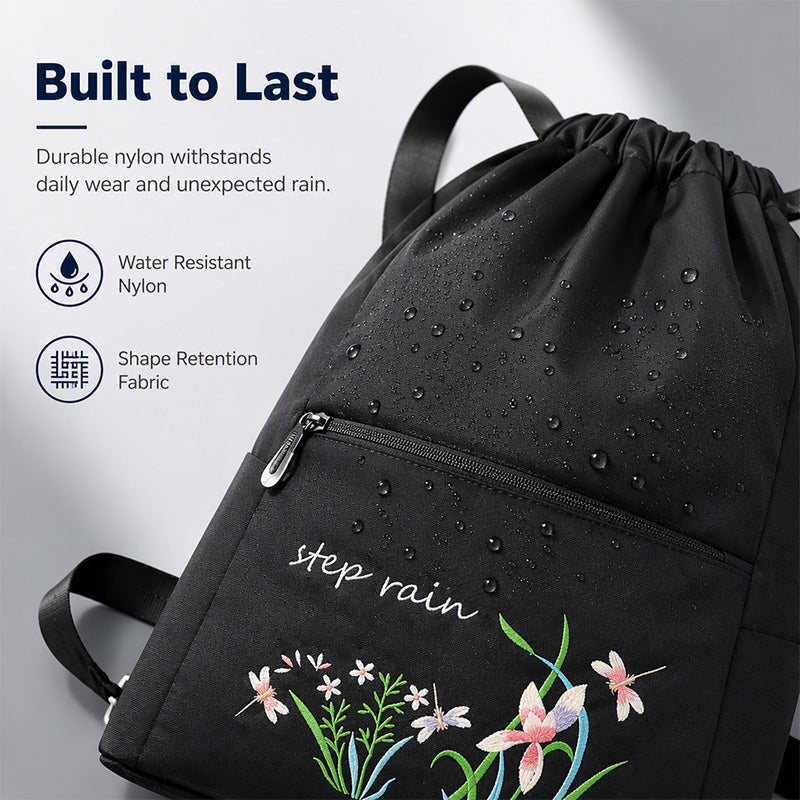 Vintage Foldable Drawstring Backpack for Women