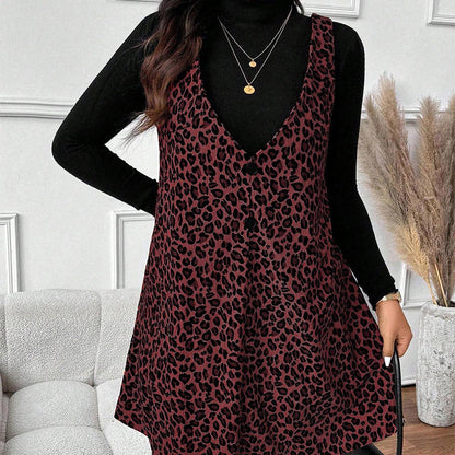 Layered Look Leopard Cami Dress & Top Set