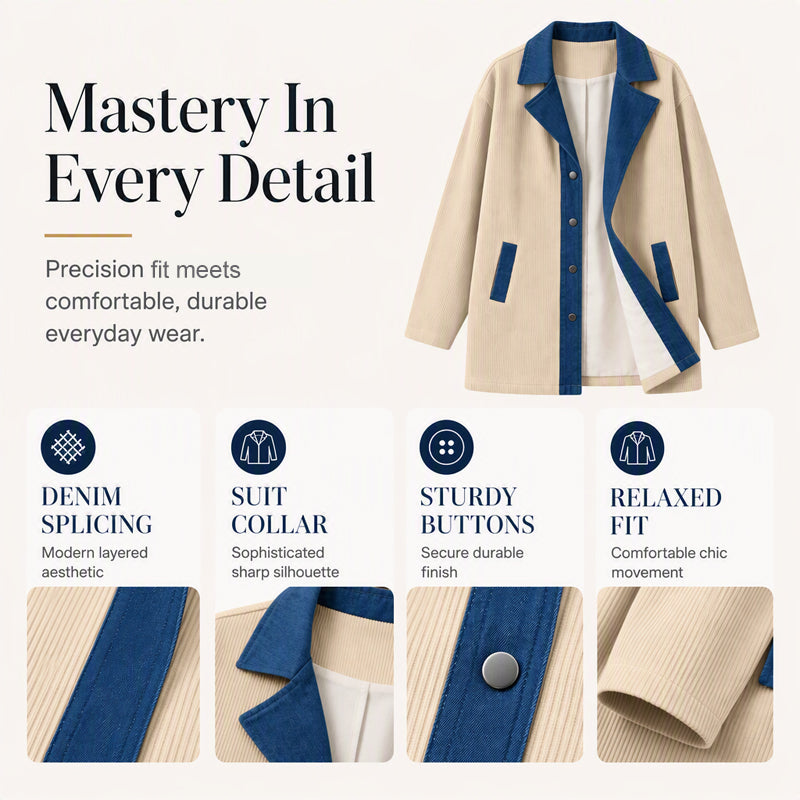 Bestseller🏆🧥 Denim Patchwork Casual Jacket – Effortless Layering & All-Day Comfort for Every Look