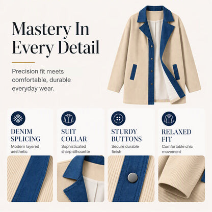 Bestseller🏆🧥 Denim Patchwork Casual Jacket – Effortless Layering & All-Day Comfort for Every Look