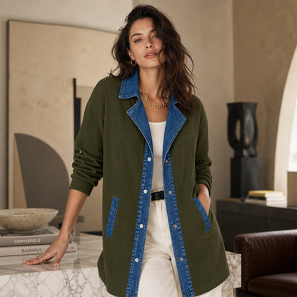 Bestseller🏆🧥 Denim Patchwork Casual Jacket – Effortless Layering & All-Day Comfort for Every Look
