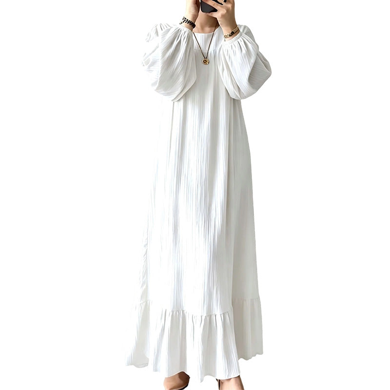 Women's Ruffle Hem Long Sleeve Maxi Dress