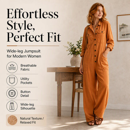 ✨ Effortless Everyday Style | Women's Relaxed Wide-Leg Cargo Jumpsuit