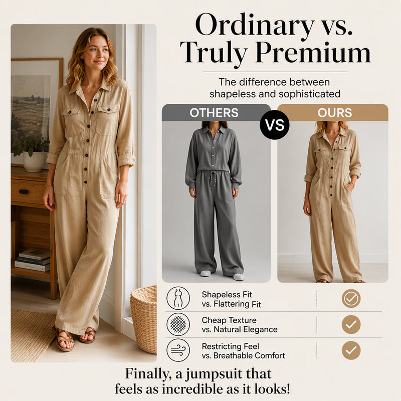✨ Effortless Everyday Style | Women's Relaxed Wide-Leg Cargo Jumpsuit